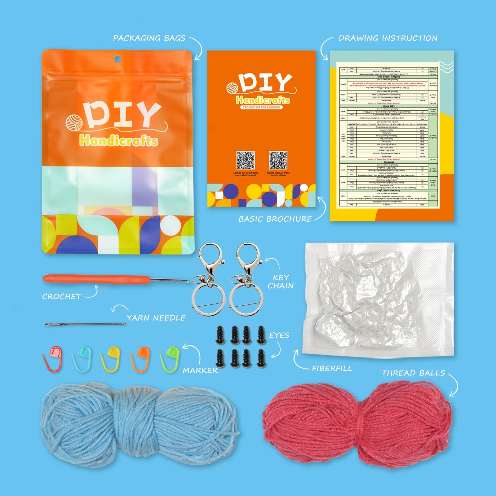 Mewaii® Crochet Hedgehog Crochet Kit for Beginners with Easy Peasy Yarn